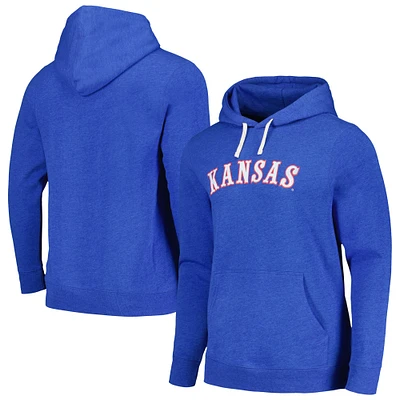 Men's Homefield Royal Kansas Jayhawks Circus Font Tri-Blend Pullover Hoodie