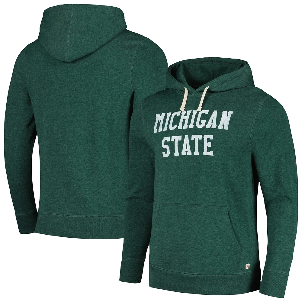 Men's Homefield Heather Green Michigan State Spartans Classic Tri-Blend Pullover Hoodie