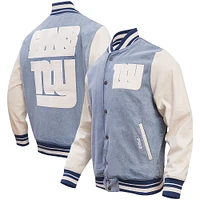 Men's Pro Standard  Denim New York Giants Varsity Blues Full-Snap Varsity Jacket