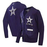 Men's Pro Standard Navy Dallas Cowboys Prep Button-Up Cardigan Sweater