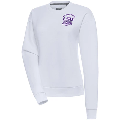 Women's Antigua  White LSU Tigers 2023 NCAA Women’s Basketball National Champions Victory Pullover Sweatshirt