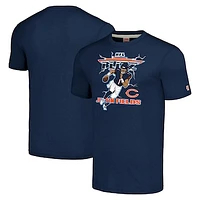 Men's Homage Justin Fields Heathered Navy Chicago Bears NFL Blitz Player Tri-Blend T-Shirt