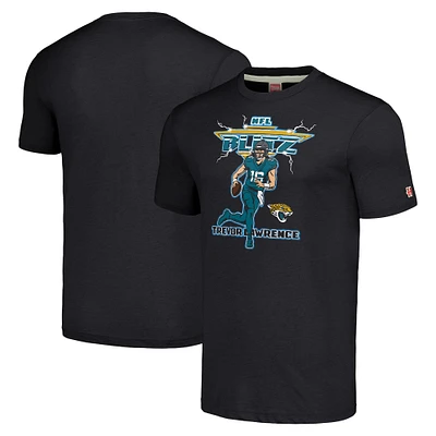 Men's Homage Trevor Lawrence Heathered Charcoal Jacksonville Jaguars NFL Blitz Player Tri-Blend T-Shirt