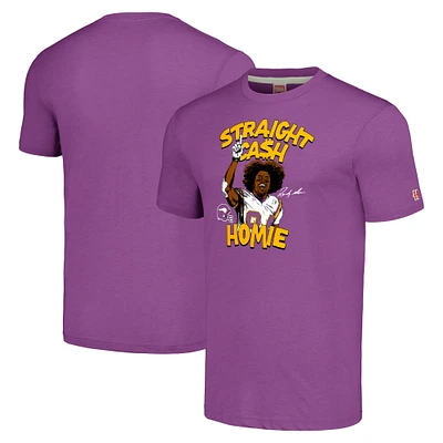 Men's Homage  Randy Moss Heathered Purple Minnesota Vikings Caricature Retired Player Tri-Blend T-Shirt