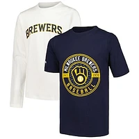 Youth Stitches Navy/White Milwaukee Brewers T-Shirt Combo Set