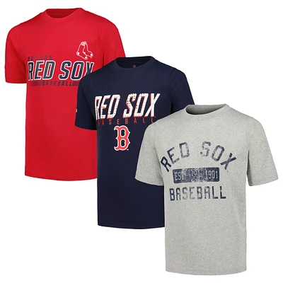 Youth Stitches Heather Gray/Navy/Red Boston Red Sox Three-Pack T-Shirt Set