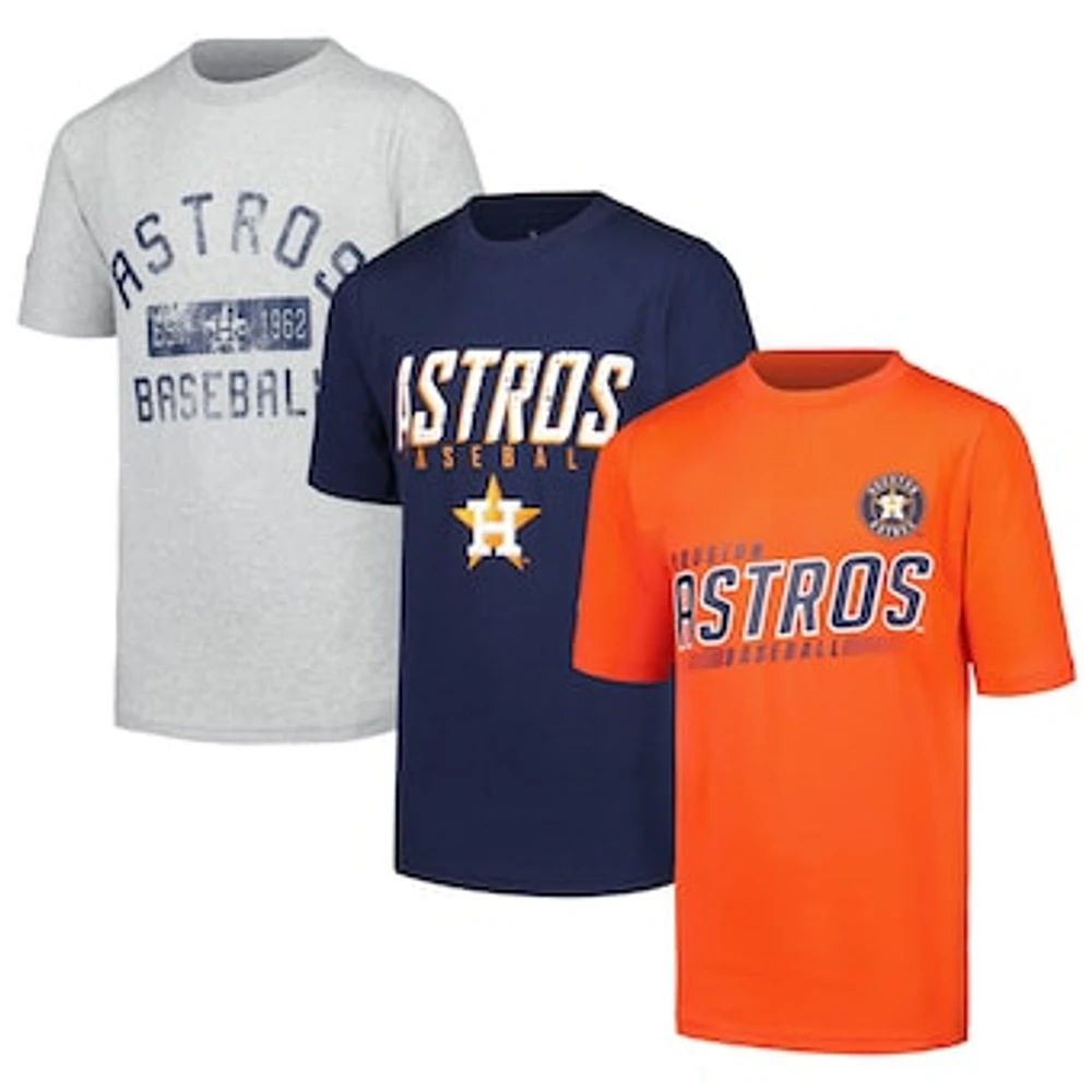 Youth Stitches Heather Gray/Navy Houston Astros Three-Pack T-Shirt Set