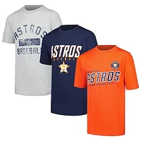 Youth Stitches Heather Gray/Navy Houston Astros Three-Pack T-Shirt Set