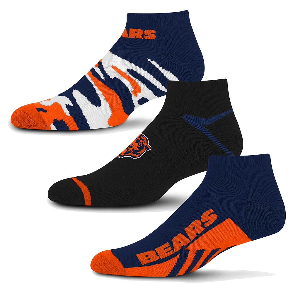 Unisex For Bare Feet Chicago Bears Camo Boom 3-Pack Ankle Sock Set