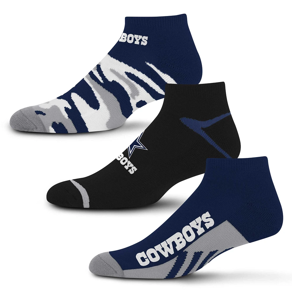 Unisex For Bare Feet Dallas Cowboys Camo Boom 3-Pack Ankle Sock Set