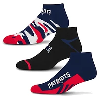 Unisex For Bare Feet New England Patriots Camo Boom 3-Pack Ankle Sock Set