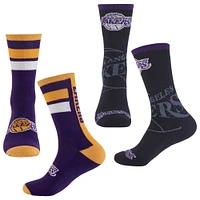 Unisex For Bare Feet Los Angeles Lakers Double Duo Two-Pack Crew Socks