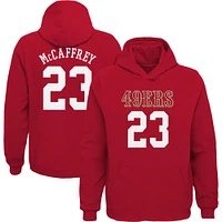 Youth Christian McCaffrey Scarlet San Francisco 49ers Mainliner Player Name & Number Pullover Hoodie