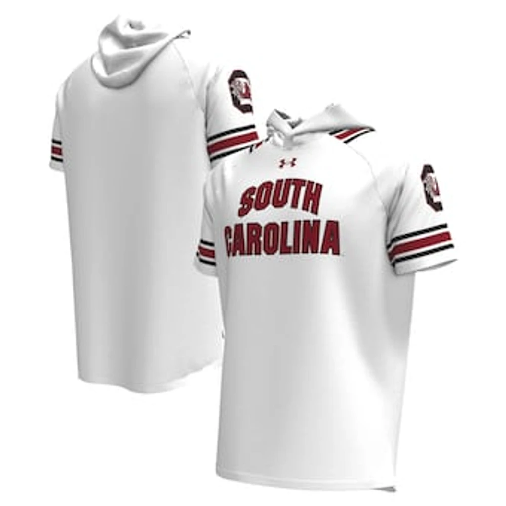 Men's Under Armour White South Carolina Gamecocks Shooter Raglan Hoodie T-Shirt