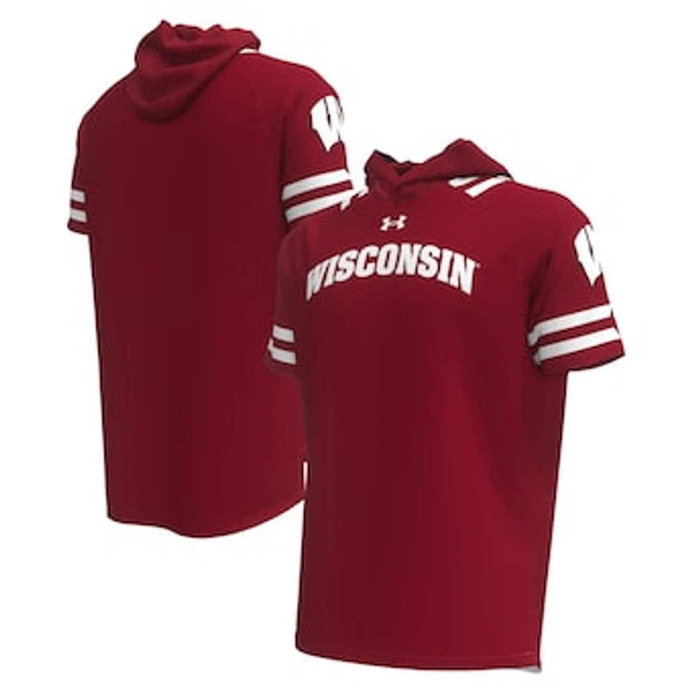 Men's Under Armour Red Wisconsin Badgers Shooter Raglan Hoodie T-Shirt