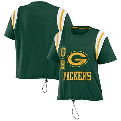 Women's WEAR by Erin Andrews Green Bay Packers Cinched Colorblock T-Shirt