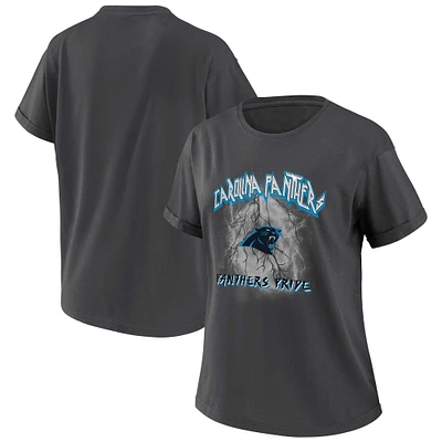 Women's WEAR by Erin Andrews Charcoal Carolina Panthers Boyfriend T-Shirt