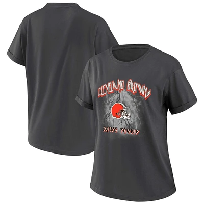 Women's WEAR by Erin Andrews Charcoal Cleveland Browns Boyfriend T-Shirt