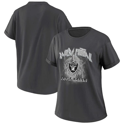 Women's WEAR by Erin Andrews Charcoal Las Vegas Raiders Boyfriend T-Shirt