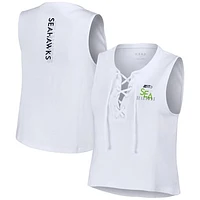 Women's WEAR by Erin Andrews  White Seattle Seahawks Lace-Up Tank Top