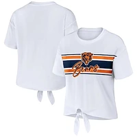 Women's WEAR by Erin Andrews White Chicago Bears Front Tie Retro T-Shirt