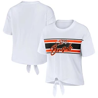 Women's WEAR by Erin Andrews White Cincinnati Bengals Front Tie Retro T-Shirt