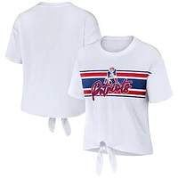 Women's WEAR by Erin Andrews White New England Patriots Front Tie Retro T-Shirt