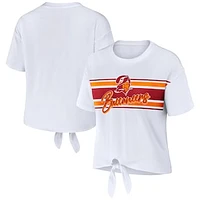 Women's WEAR by Erin Andrews White Tampa Bay Buccaneers Front Tie Retro T-Shirt