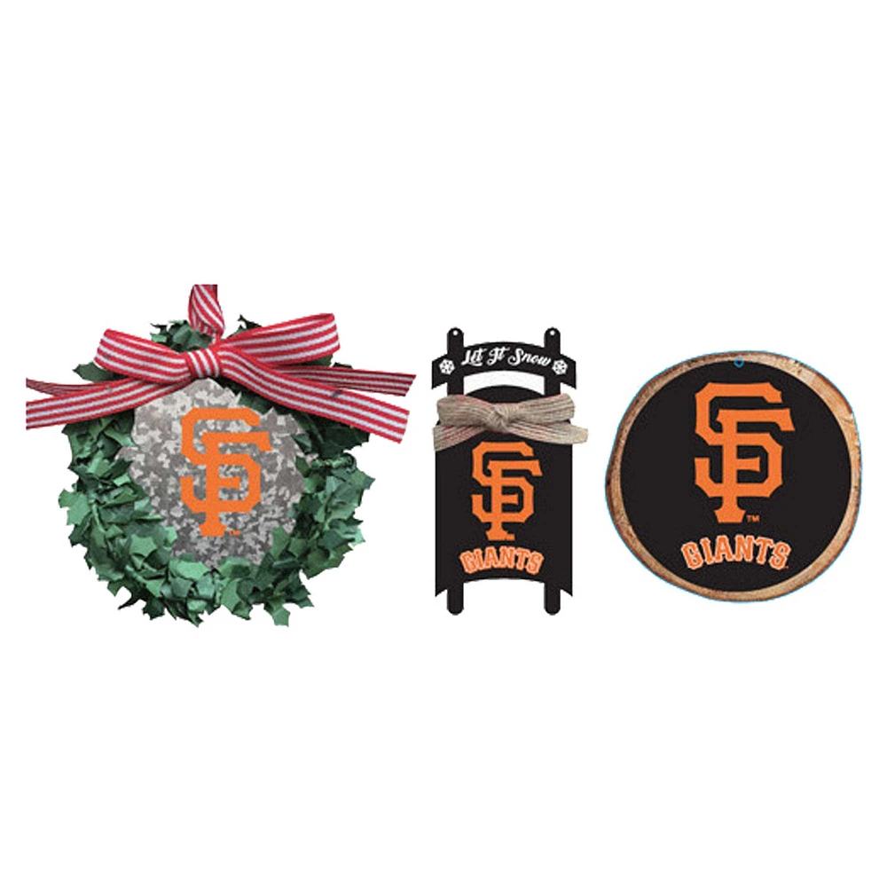 The Memory Company San Francisco Giants Three-Pack Wreath, Sled & Circle Ornament Set