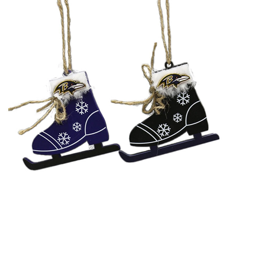 The Memory Company Baltimore Ravens Two-Pack Ice Skate Ornament Set