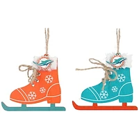 The Memory Company Miami Dolphins Two-Pack Ice Skate Ornament Set