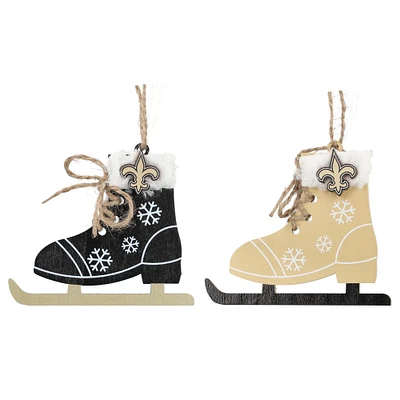 The Memory Company New Orleans Saints Two-Pack Ice Skate Ornament Set