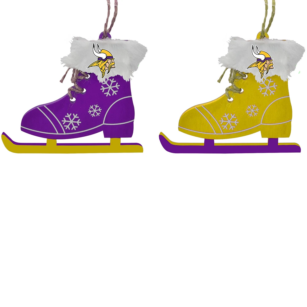 The Memory Company Minnesota Vikings Two-Pack Ice Skate Ornament Set