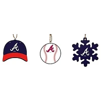 The Memory Company Atlanta Braves Three-Pack Cap, Baseball & Snowflake Ornament Set