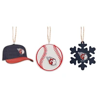 The Memory Company Cleveland Guardians Three-Pack Cap, Baseball & Snowflake Ornament Set