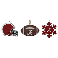 The Memory Company Alabama Crimson Tide Three-Pack Helmet, Football & Snowflake Ornament Set