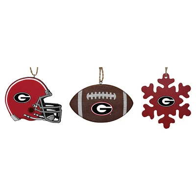 The Memory Company Georgia Bulldogs Three-Pack Helmet, Football & Snowflake Ornament Set