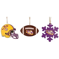 The Memory Company LSU Tigers Three-Pack Helmet, Football & Snowflake Ornament Set