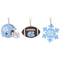 The Memory Company North Carolina Tar Heels Three-Pack Helmet, Football & Snowflake Ornament Set