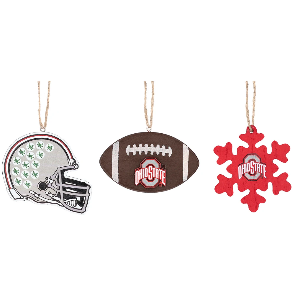 The Memory Company Ohio State Buckeyes Three-Pack Helmet, Football & Snowflake Ornament Set