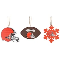 The Memory Company Cleveland Browns Three-Pack Helmet, Football & Snowflake Ornament Set