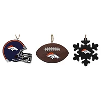 The Memory Company Denver Broncos Three-Pack Helmet, Football & Snowflake Ornament Set