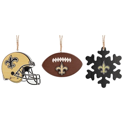 The Memory Company New Orleans Saints Three-Pack Helmet, Football & Snowflake Ornament Set