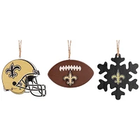 The Memory Company New Orleans Saints Three-Pack Helmet, Football & Snowflake Ornament Set