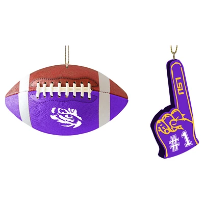 The Memory Company LSU Tigers Two-Pack Football & Foam Finger Ornament Set