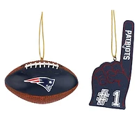 The Memory Company New England Patriots Two-Pack Football & Foam Finger Ornament Set