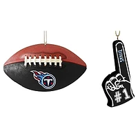 The Memory Company Tennessee Titans Two-Pack Football & Foam Finger Ornament Set