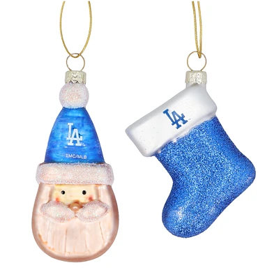 Los Angeles Dodgers Two-Pack Santa & Stocking Blown Glass Ornament Set