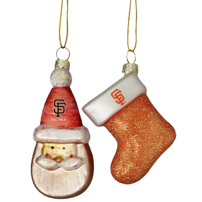 San Francisco Giants Two-Pack Santa & Stocking Blown Glass Ornament Set