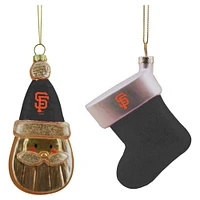 San Francisco Giants Two-Pack Santa & Stocking Blown Glass Ornament Set